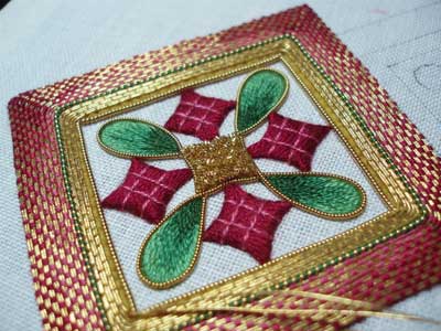 Goldwork and Silk Hand Embroidered Christmas Ornament