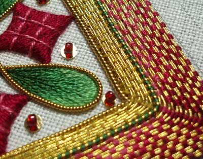 Hand Embroidery: Goldwork and Silk Christmas Ornament