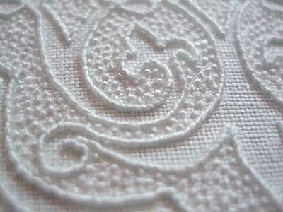 Whipped Backstitch Outline on Whitework Embroidery