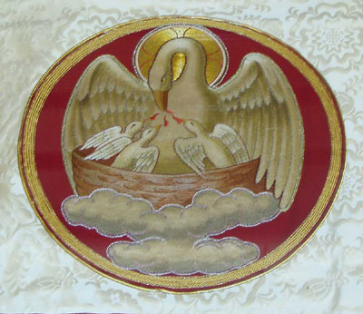 Ecclesiastical Embroidery: Pelican on an Altar Frontal