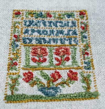 Hand Embroidery on a Little Sampler