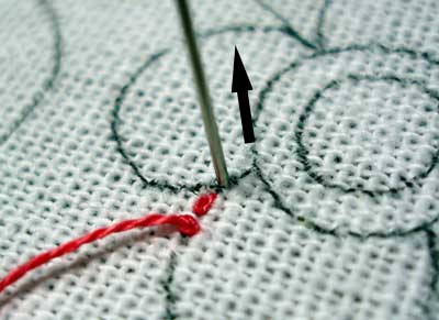 How to begin your embroidery thread: using anchor stitches on a line