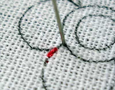 How to begin your embroidery thread: using anchor stitches on a line