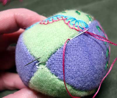 Hand embroidered stuffed Easter egg made from wool