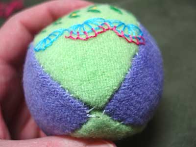 Hand embroidered stuffed Easter egg made from wool