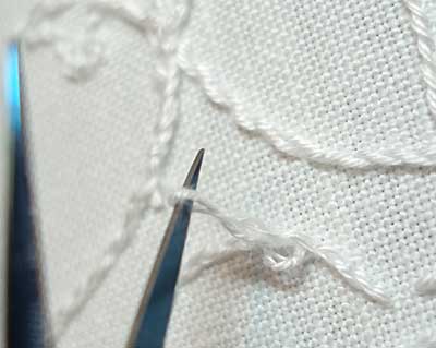 Removing a Slip Knot from the Back of Embroidery