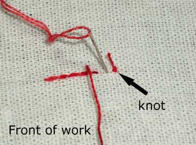 Beginning your embroidery without a knot - using a waste knot