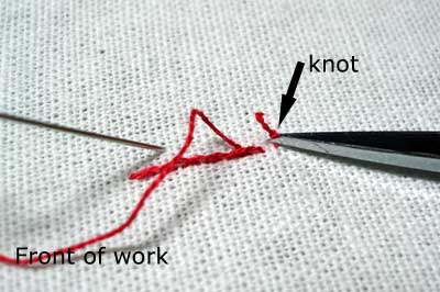 Beginning your embroidery without a knot - using a waste knot