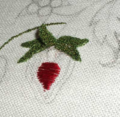 Embroidered Strawberry Pattern with Gilt Sylke Twist