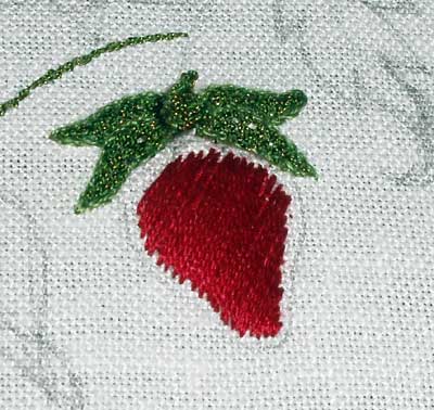 Embroidered Strawberry Pattern with Gilt Sylke Twist