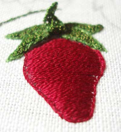 Embroidered Strawberry Pattern with Gilt Sylke Twist