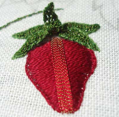 Embroidered Strawberry Pattern with Gilt Sylke Twist