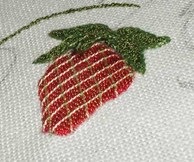 Strawberry Embroidered with Gilt Sylke Twist