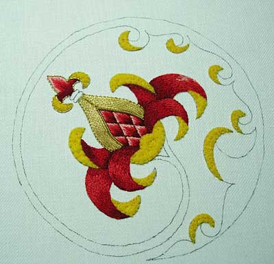 Goldwork Embroidery Project: Chip work with Bright Check Purl