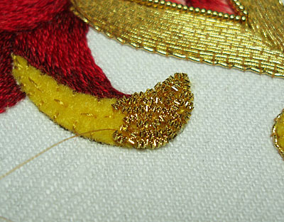 Goldwork Embroidery Project: Chip work with Bright Check Purl