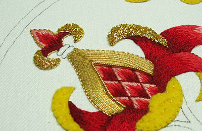 Goldwork Embroidery Project: Chip work with Bright Check Purl