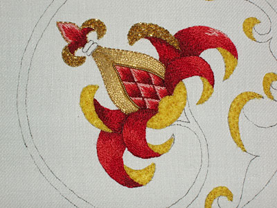 Goldwork Embroidery Project: Chip work with Bright Check Purl