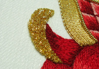 Goldwork Embroidery Project: Chip work with Bright Check Purl