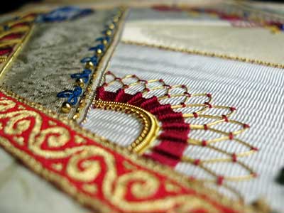 Goldwork on a Crazy Quilt Square