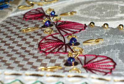 Goldwork on a Crazy Quilt Square