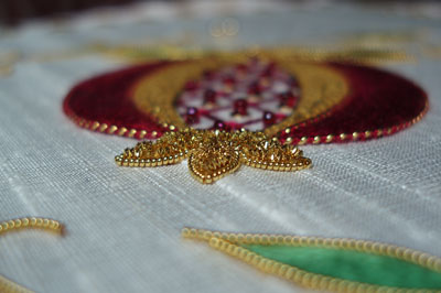 The Golden Pomegranate designed by Margaret Cobleigh, stitched by me