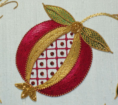 The Golden Pomegranate designed by Margaret Cobleigh, stitched by me