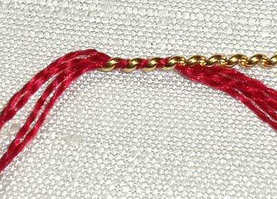 Wrapping Pearl Purl with Silk in Goldwork Embroidery