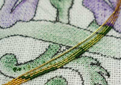 Goldwork Iris: Shading in Goldwork Or Nué