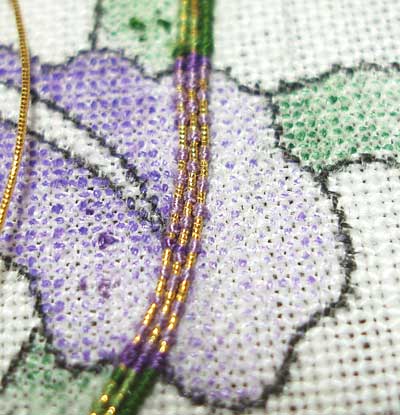 Goldwork Iris: Shading in Goldwork Or Nué