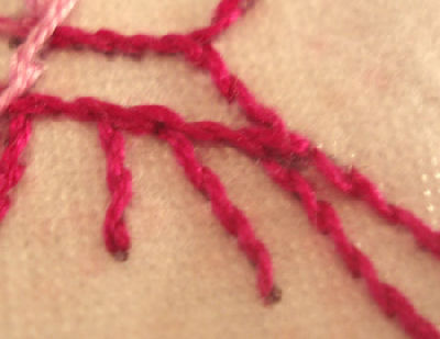 Embroidered Little Dutch Girl waste in stem stitch