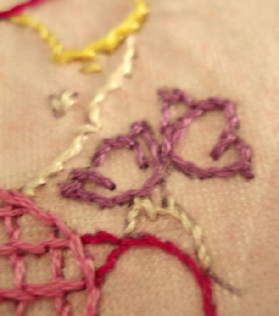 embroidered Little Dutch Girl face and flowers