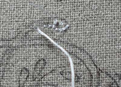 White Hand Embroidered Monogram on Oatmeal Linen Guest Towel