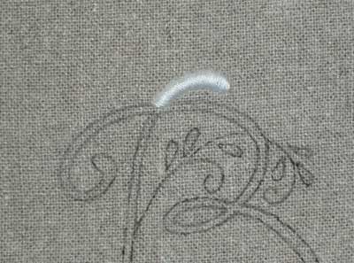 W
hite Hand Embroidered Monogram on Oatmeal Linen Guest Towel