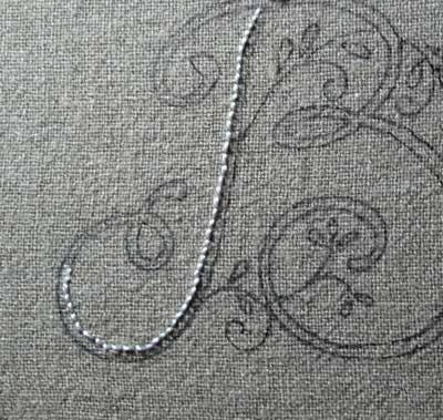 Hand Embroidered Monogram on Linen Guest Towel