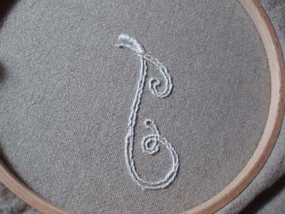 Hand Embroidered Monogram on Linen Guest Towel