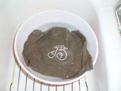 Hand Embroidered Monogram on Linen Guest Towel