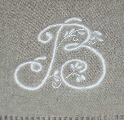 Hand Embroidered Monogram on Linen Guest Towel