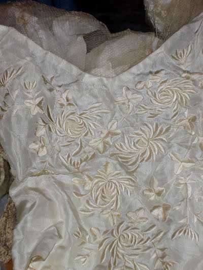 Hand Embroidered Silk Wedding Dress from 1914