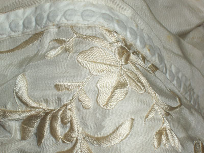 Hand Embroidered Silk Wedding Dress from 1914