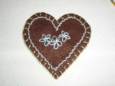 Embroidered Felt Heart for Kids Embroidery Class