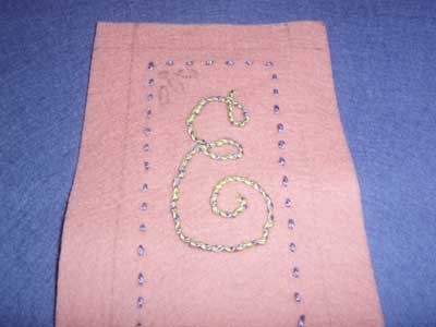 Hand embroidered wool felt bookmark for kids' embroidery project