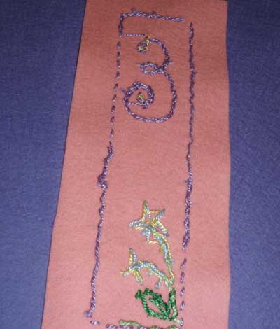 Hand embroidered wool felt bookmark for kids' embroidery project