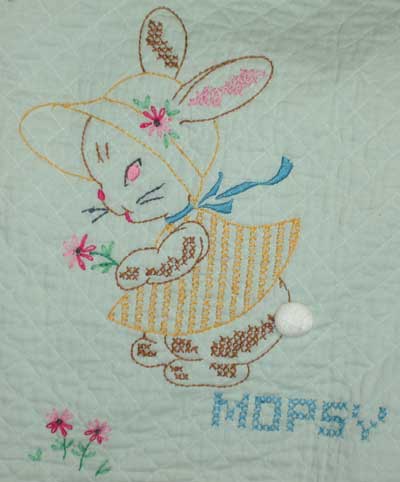 Vintage Embroidered Baby Quilt: Peter Rabbit and Company