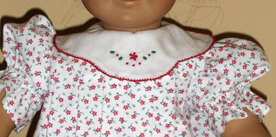 Doll Dress with Hand Embroidered Collar