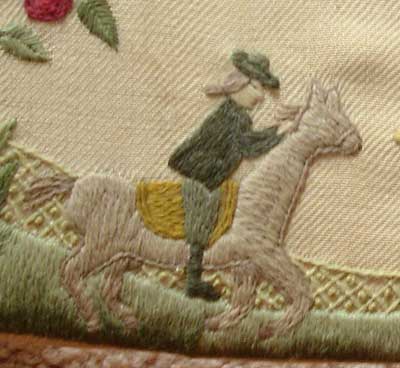 Hand Embroidered Footstool in Crewel Work