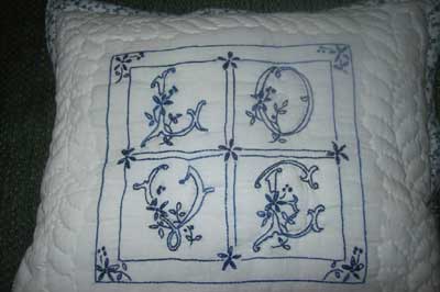 Hand Embroidered and Quilted Pillow