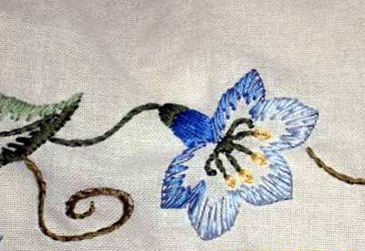 Hand Embroidered Table Cloth: Flowers