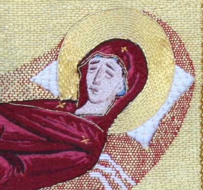 Dormition of the Virgin Mary Embroidered in Silk and Gold