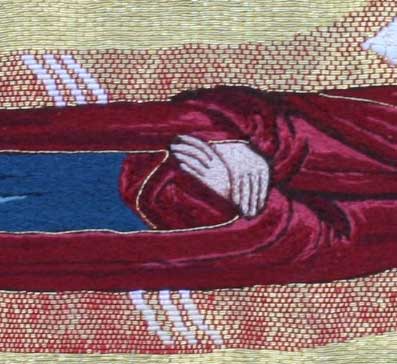 Dormition of the Virgin Mary Embroidered in Silk and Gold