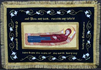 Dormition of the Virgin Mary Embroidered in Silk and Gold